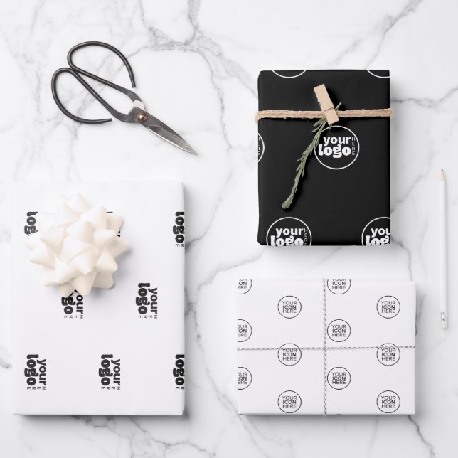 Modern Minimal Simple Your Logo Here Wrapping Paper Sheets (Front)