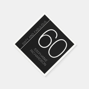 Modern Minimal Sixty and Fabulous 60th Birthday Napkins