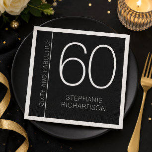 Modern Minimal Sixty and Fabulous 60th Birthday Napkins
