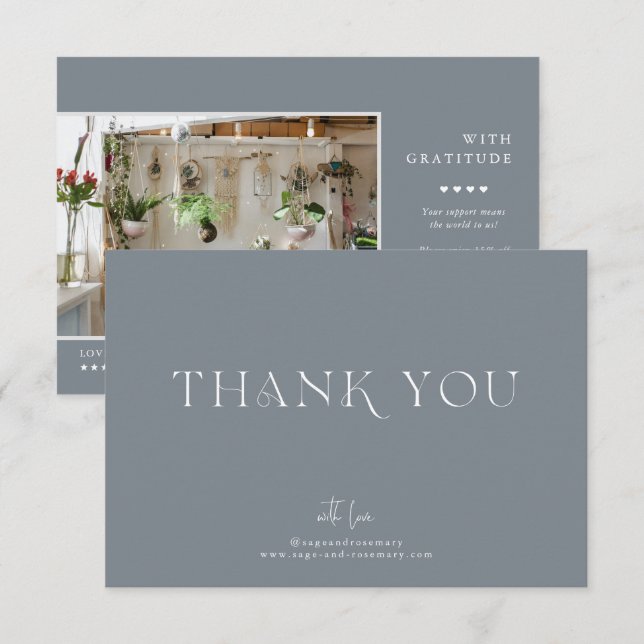 Modern Minimal | Slate Gray Business Thank You (Front/Back)