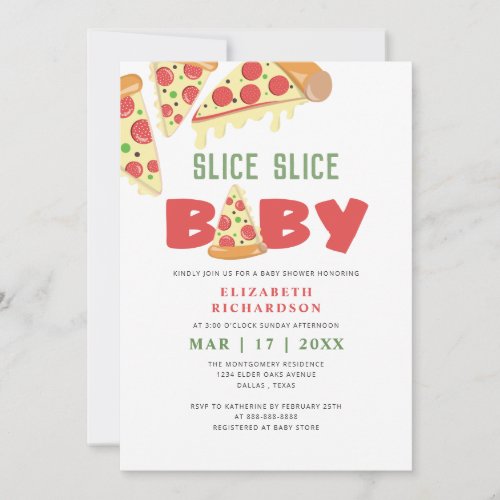 Modern Minimal Slice Slice Baby Pizza Baby Shower Invitation