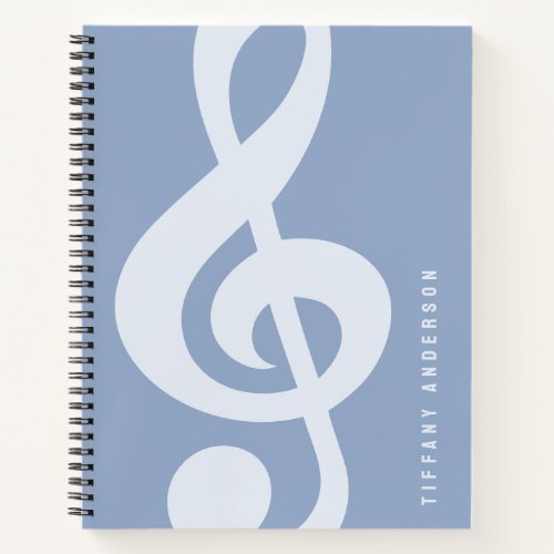 Modern Minimal Soft Pastel Blue Music Symbol Name Notebook