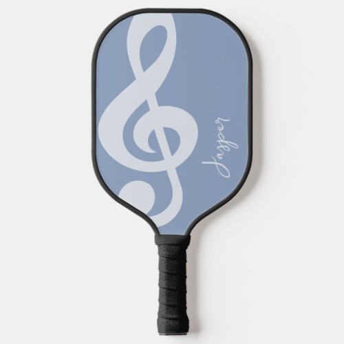 Modern Minimal Soft Pastel Blue Music Symbol Name Pickleball Paddle