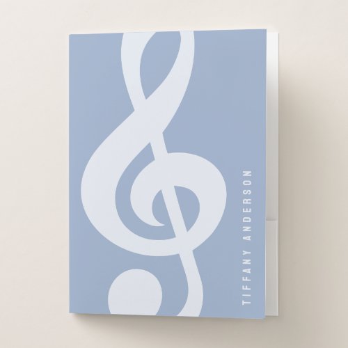 Modern Minimal Soft Pastel Blue Music Symbol Name Pocket Folder