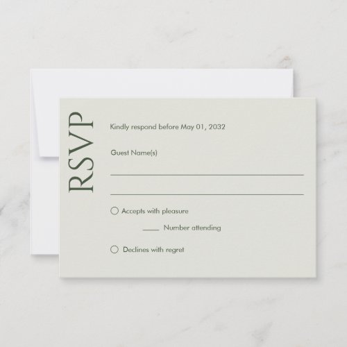 Modern Minimal Soft Sage Wedding RSVP Card