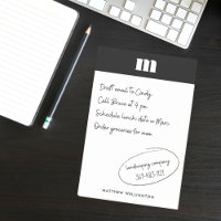 Modern Minimal Solid Black White Custom Monogram 