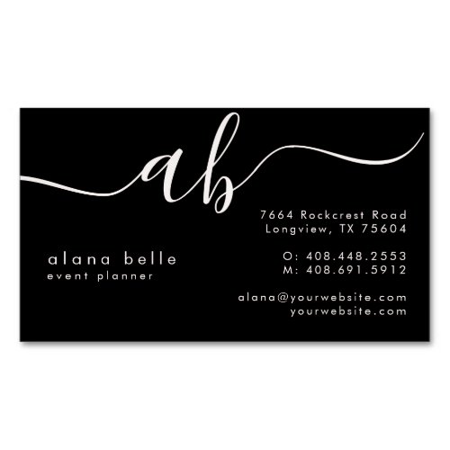 Modern Minimal  Sophisticated Script Monogram Business Card Magnet