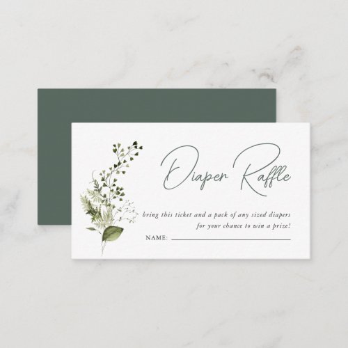 Modern Minimal  Spring Greenery Diaper Raffle Enclosure Card