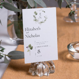 Modern Minimal   Spring Greenery Table Number