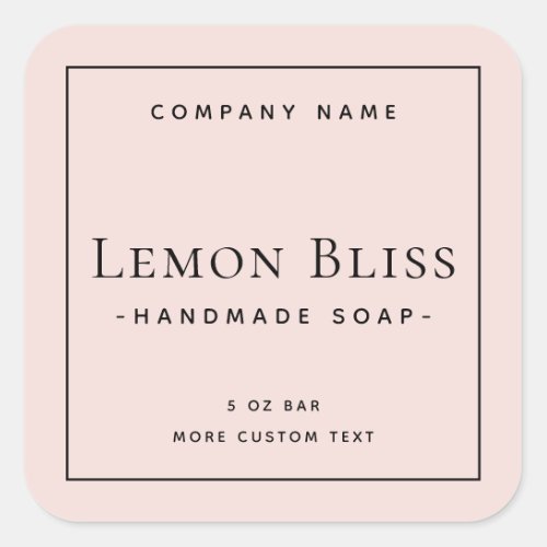 Modern minimal square blush pink product label
