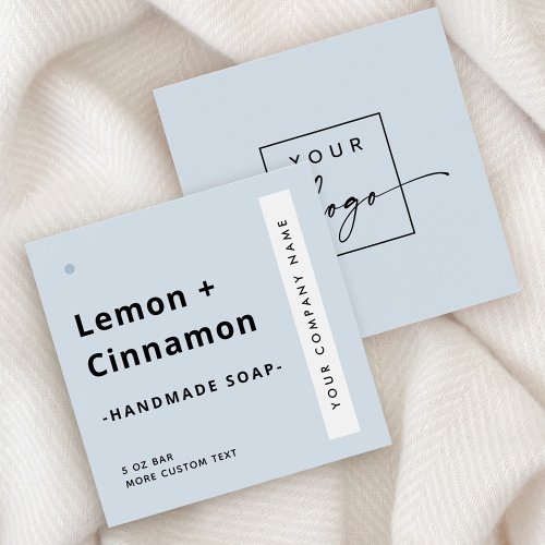 Modern minimal square dusty blue product label