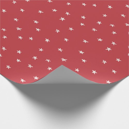 Modern Minimal Stars on Christmas Red Wrapping Paper
