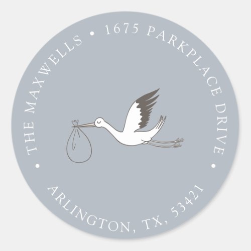 Modern Minimal Stork Return Address Classic Round  Classic Round Sticker