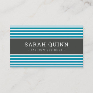 MODERN MINIMAL STRIPE aqua blue dark gray white Business Card