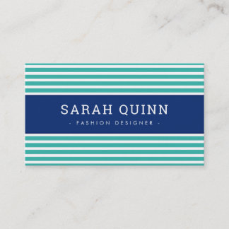 MODERN MINIMAL STRIPE jade green navy blue white Business Card