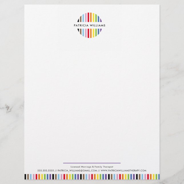 MODERN MINIMAL stripe logo rainbow pride LGBTQ Letterhead (Front)