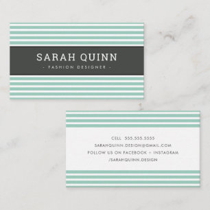 MODERN MINIMAL STRIPE mint dark gray white type Business Card