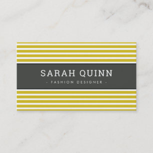 MODERN MINIMAL STRIPE mustard charcoal gray white Business Card