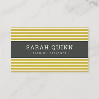 MODERN MINIMAL STRIPE mustard charcoal gray white Business Card