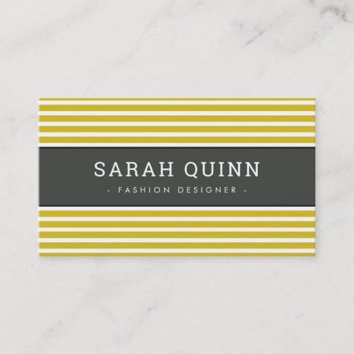 MODERN MINIMAL STRIPE mustard charcoal gray white Business Card