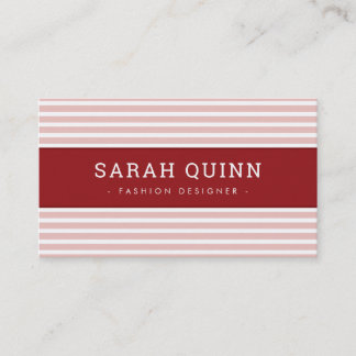 MODERN MINIMAL STRIPE pale pink maroon red white Business Card