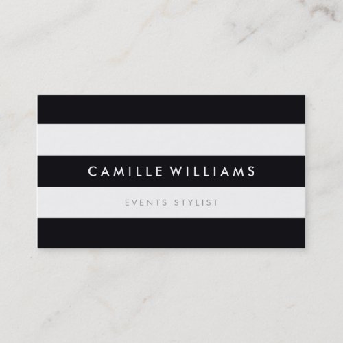 MODERN MINIMAL stripe pattern bold black white Business Card