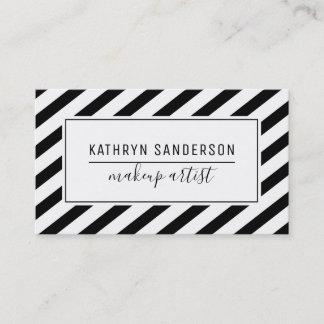 MODERN MINIMAL STRIPE simple black white Business Card