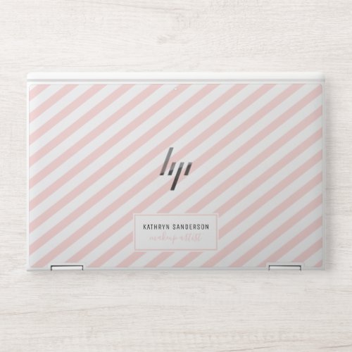 MODERN MINIMAL STRIPE simple blush pale pink white HP Laptop Skin