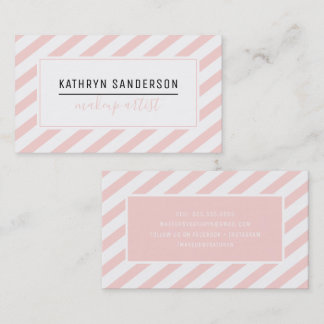 MODERN MINIMAL STRIPE simple blush pink white Business Card