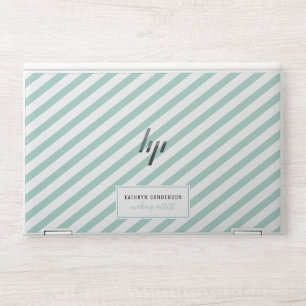 MODERN MINIMAL STRIPE simple mint green white HP Laptop Skin