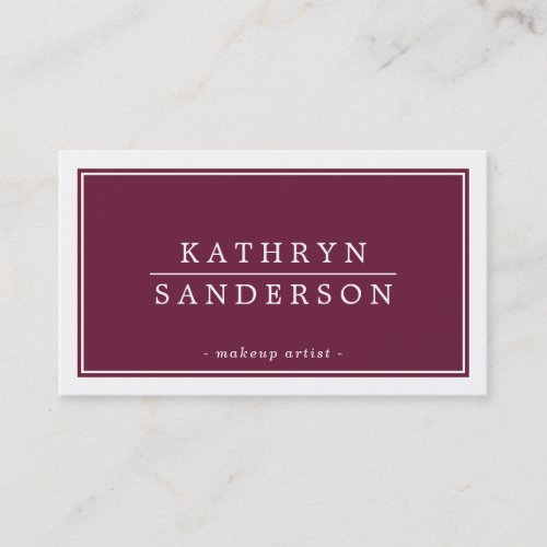 MODERN MINIMAL stylish border burgundy white type Business Card