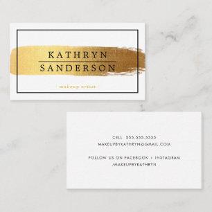 MODERN MINIMAL stylish border gold brush stroke Business Card