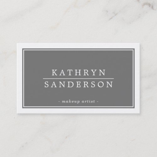 MODERN MINIMAL stylish border mid gray white type Business Card
