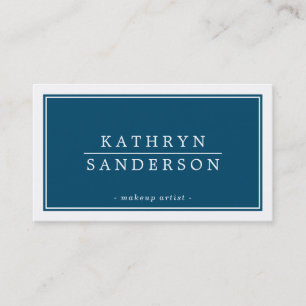 MODERN MINIMAL stylish border navy blue white type Business Card