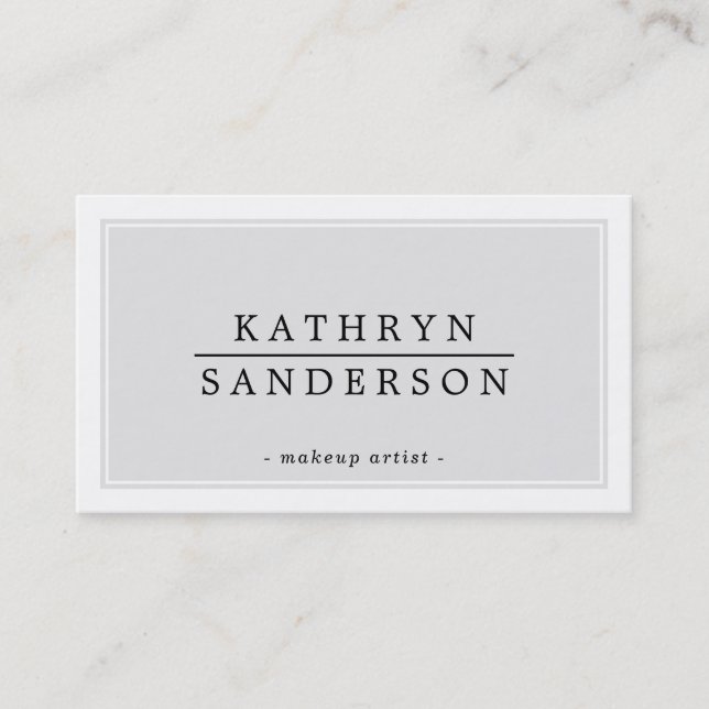 MODERN MINIMAL stylish border pale gray black Business Card (Front)