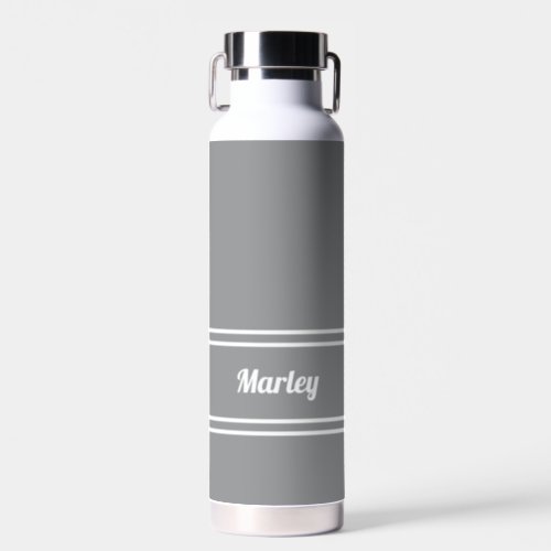 Modern Minimal Stylish Classic Name Ultimate Gray Water Bottle