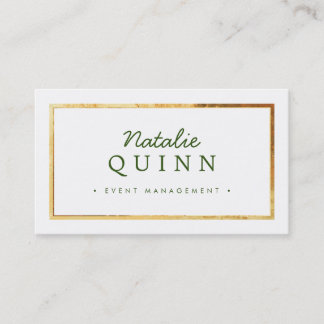 MODERN MINIMAL stylish gold border dark green Business Card