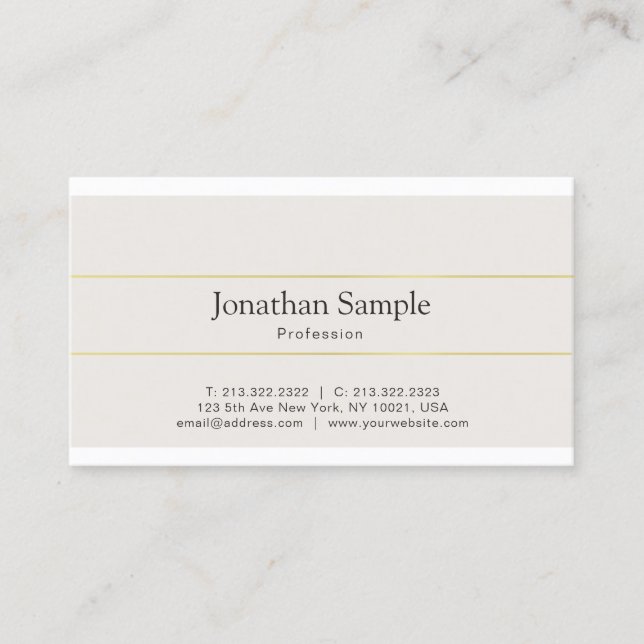 Modern Minimal Stylish Gold Striped Plain Trendy Business Card (Front)