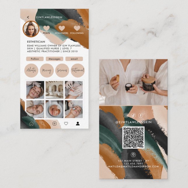 Modern minimal stylish multi photo QR CODE Busines Business Card (Front/Back)