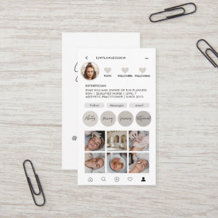 Modern minimal stylish multi photo QR CODE Business Card