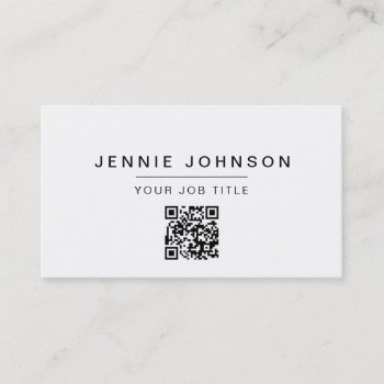 Modern Minimal Stylish Qr Code Business Card by CoutureBusiness at Zazzle