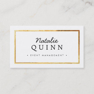 MODERN MINIMAL super stylish gold border black Business Card