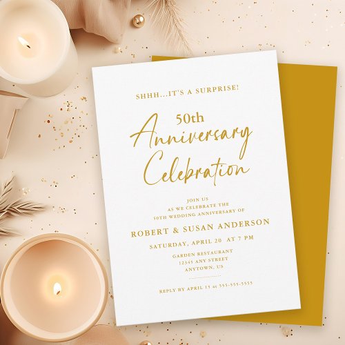 Modern Minimal Surprise 50th Wedding Anniversary Invitation