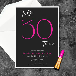 Modern Minimal Talk Thirty Birthday Invitation