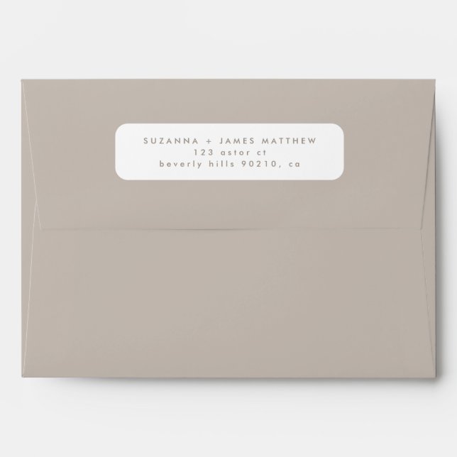 Modern Minimal Taupe Frame Wedding Envelope (Back (Top Flap))