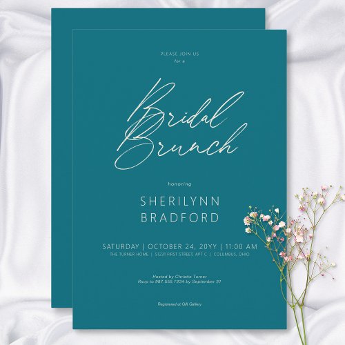 Modern Minimal Teal Bridal Brunch Invitation