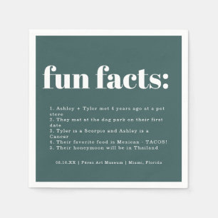 Modern Minimal Teal Color Swatch Fun Facts Wedding Napkins
