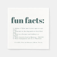 Modern Minimal Teal | Fun Facts Wedding Napkins