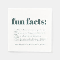 Modern Minimal Teal | Fun Facts Wedding Napkins