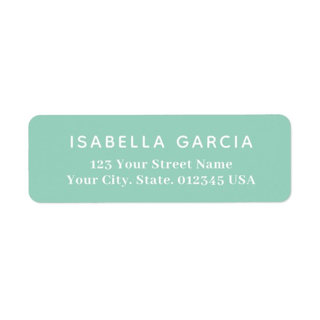 Modern Minimal Teal Return Address Label (Front)